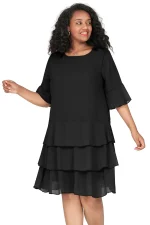 Womens Plus Size 3/4 Sleeve Flowy A-line Chiffon Dress