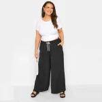 Plus Size Elastic Waist Loose Wide Leg Pants for Women