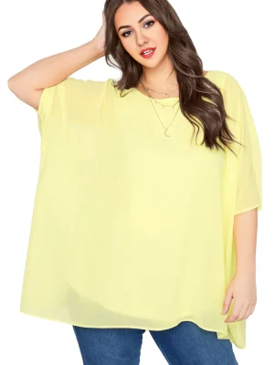 Plus Size Elegant Summer Chiffon Batwing Sleeve Tunic Blouse