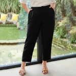Plus Size High Waist Straight Leg Pleated Pants for Women