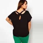 Plus Size Back Criss Cross Batwing Sleeve Casual Top