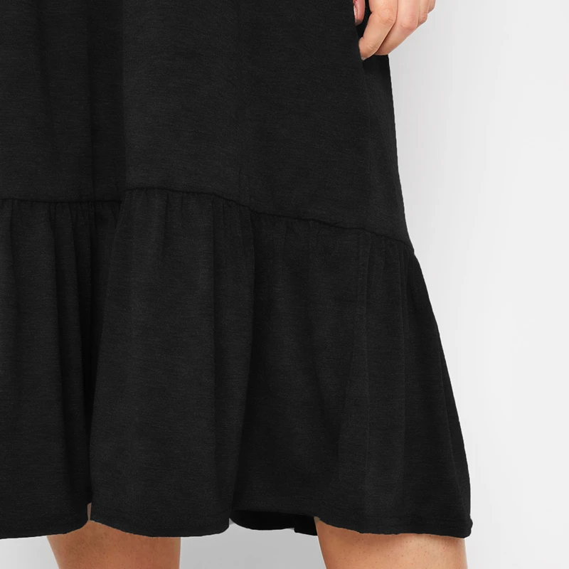 Plus Size Elegant Spring Autumn Smock V-neck Midi Dress - Image 6