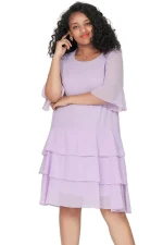 Plus Size Women's 3/4 Sleeve Summer Chiffon Cocktail Dress