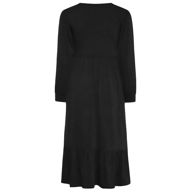 Plus Size Elegant Spring Autumn Smock V-neck Midi Dress - Image 5