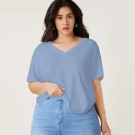 Plus Size V-neck Short Sleeve Loose Casual T-shirt