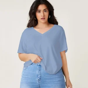 Plus Size V-neck Short Sleeve Loose Casual T-shirt