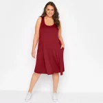 Plus Size Sleeveless Summer Elegant Tank Midi Swing Dress