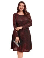 Plus Size Sparkly Glitter Swing Dress for Cocktail Parties