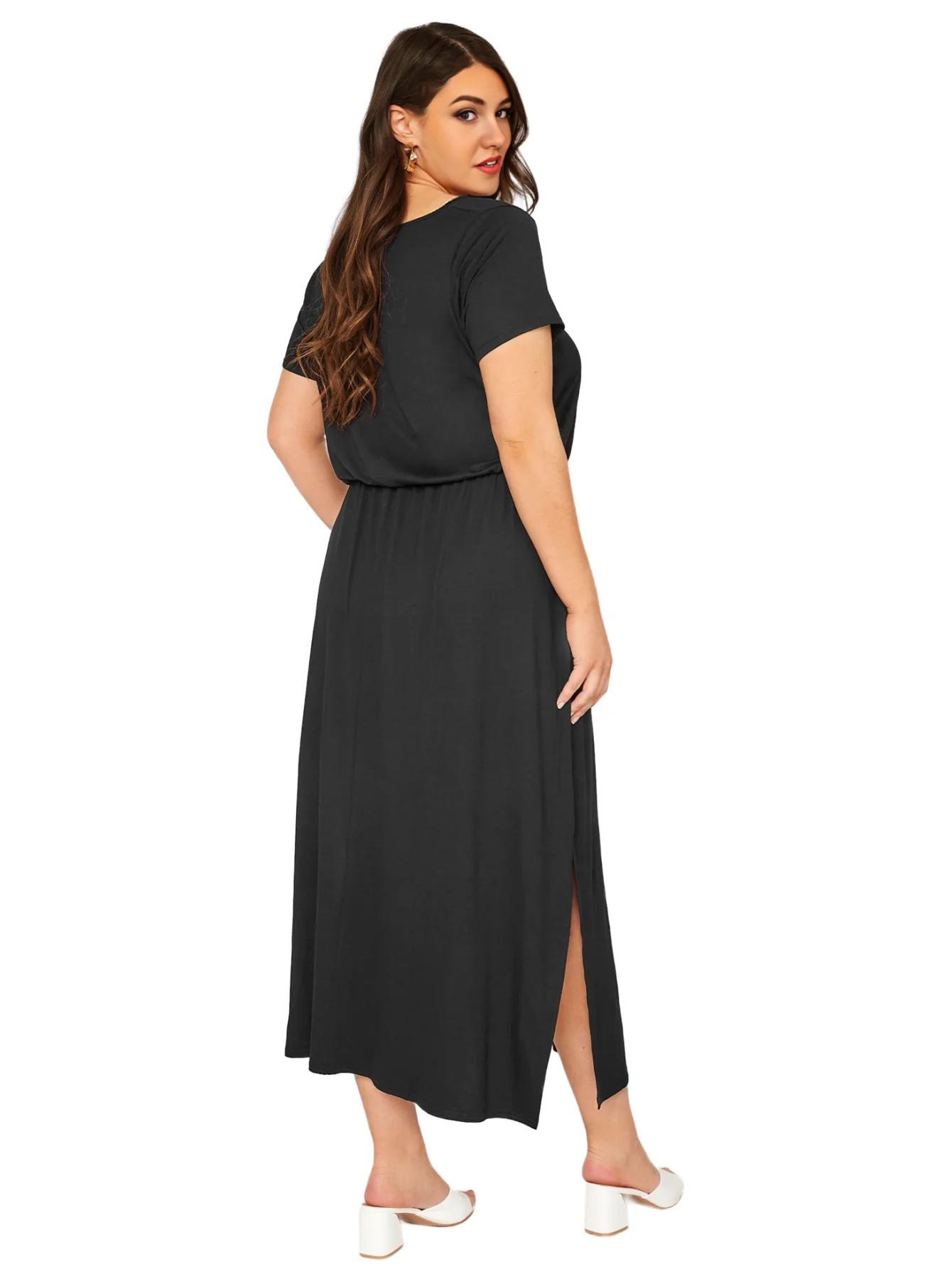 Plus Size Elegant Summer Casual Short Sleeve Beach Dress - Image 2