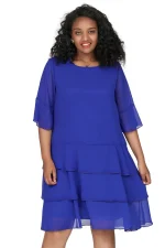 Plus Size Women's Scoop Neck Elegant Summer Cape Blouse
