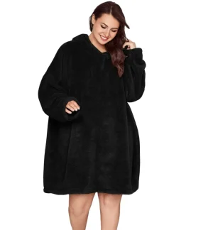 Oversized Sherpa Hoodie Blanket Pullover for Plus Size Women
