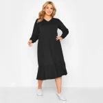 Plus Size Elegant Spring Autumn Smock V-neck Midi Dress