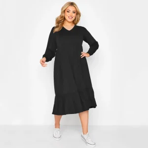 Plus Size Elegant Spring Autumn Smock V-neck Midi Dress