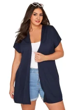 Women’s Plus Size Short Sleeve Loose Open Front Kimono