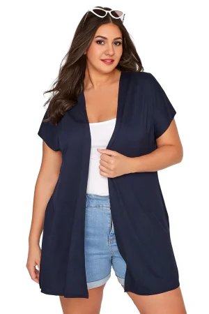 Women’s Plus Size Short Sleeve Loose Open Front Kimono