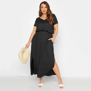 Plus Size V-neck Summer Casual Maxi Dress with Split