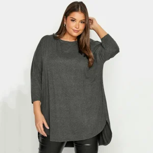 Plus Size Spring Autumn Elegant Hi-Low Tunic with Batwing Sleeves