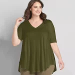Plus Size V-neck Summer Casual Hi Low Tunic Top