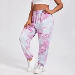 Plus Size Drawstring Waist Loose Tie Dye Jogger Pants