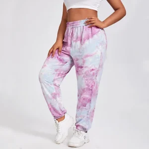 Plus Size Drawstring Waist Loose Tie Dye Jogger Pants
