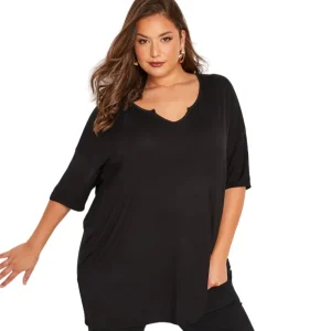 Plus Size Solid V-neck Modal Slimming Casual T-shirt