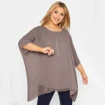 Plus Size Loose Bawing Sleeve Elegant Summer Cape Blouse