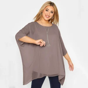 Plus Size Loose Bawing Sleeve Elegant Summer Cape Blouse