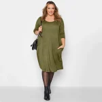 Plus Size Half Sleeve Casual Summer Tunic Midi Dress