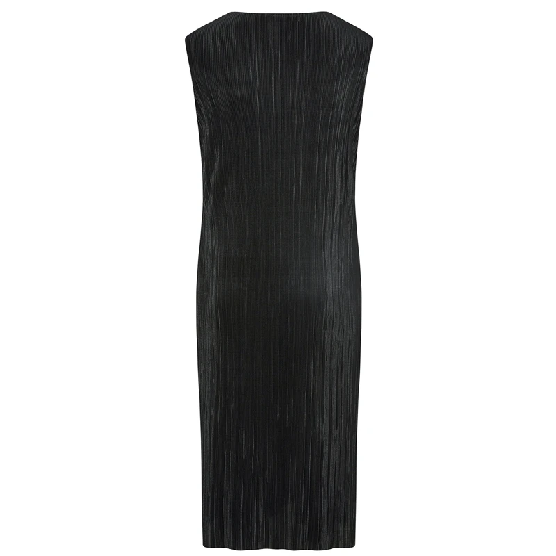 Plus Size Sleeveless Plisse Midi Tank Dress with Side Slit - Image 5