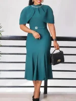Elegant Mermaid Church Dress for Women with Cap Sleeves