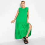 Plus Size Sleeveless Frill Sleeve Summer Maxi Smock Dress