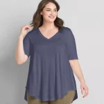 Plus Size V-Neck Hi-Low Tunic Top for Women