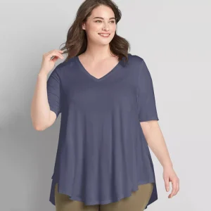 Plus Size V-Neck Hi-Low Tunic Top for Women