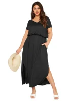 Plus Size Elegant Summer Casual Short Sleeve Beach Dress