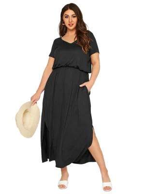 Plus Size Elegant Summer Casual Short Sleeve Beach Dress