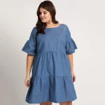 Plus Size Summer Casual Denim Smock Dress for Women