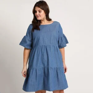 Plus Size Summer Casual Denim Smock Dress for Women