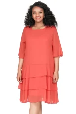 Plus Size 3/4 Sleeve Chiffon A-line Cocktail Party Dress