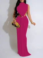 Elegant Sleeveless Ruffle Dress