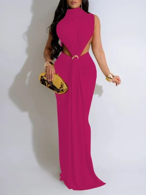 Elegant Sleeveless Ruffle Dress