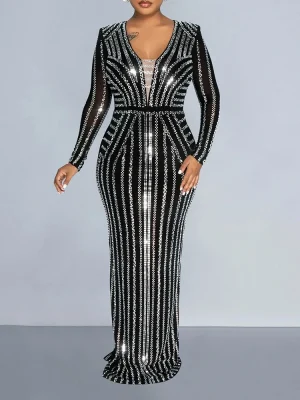 Sexy Diamond Bodycon Evening Dress