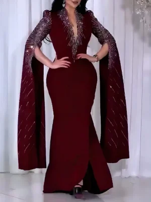 Black Glitter Diamond Evening Dress"
