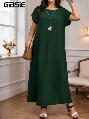 Plus Size Short Sleeve Casual Maxi Dress