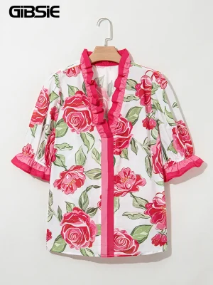 Plus Size Floral Boho Blouse – Loose Fit