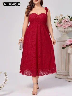 Plus Size Lace Backless High Waist Evening Dress