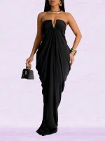Elegant Off-Shoulder Sleeveless Maxi Evening Gown