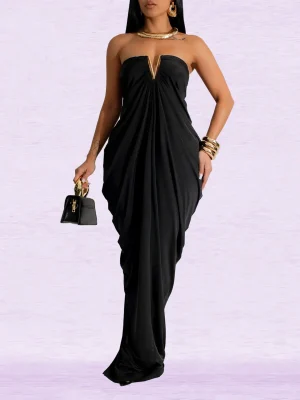 Elegant Off-Shoulder Sleeveless Maxi Evening Gown