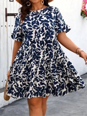 Plus Size Loose Floral Dress