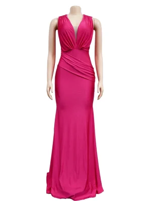 Elegant Deep V Sleeveless Mermaid Evening Dress
