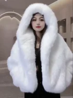 Clearance Women's Fluffy Faux Fur Hooded Winter Coat